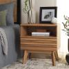 SAFAVIEH Home Collection ESMA Distressed Black 1-Drawer 1-Shelf Nightstand(Oak)