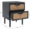 SAFAVIEH Home Collection Irelia Distressed Black 2-Drawer Nightstand(Black/Natural)