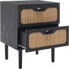 SAFAVIEH Home Collection Irelia Distressed Black 2-Drawer Nightstand(Black/Natural)