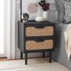 SAFAVIEH Home Collection Irelia Distressed Black 2-Drawer Nightstand(Black/Natural)