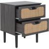 SAFAVIEH Home Collection Irelia Distressed Black 2-Drawer Nightstand(Distressed Black/Natural)