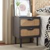 SAFAVIEH Home Collection Irelia Distressed Black 2-Drawer Nightstand(Distressed Black/Natural)