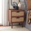 SAFAVIEH Home Collection Irelia Distressed Black 2-Drawer Nightstand(Walnut/Natural)