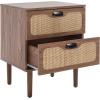 SAFAVIEH Home Collection Irelia Distressed Black 2-Drawer Nightstand(Walnut/Natural)