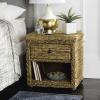 SAFAVIEH Home Collection Magi Tropical Natural Brown Rattan Solid Wood 1-Drawer Nightstand Table, Fully Assembled (SEA8001A)