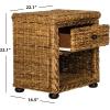 SAFAVIEH Home Collection Magi Tropical Natural Brown Rattan Solid Wood 1-Drawer Nightstand Table, Fully Assembled (SEA8001A)