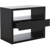 SAFAVIEH Home Collection Munson Natural 2-Shelf 1-Drawer Nightstand (Fully Assembled)(Black)