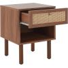 SAFAVIEH Home Collection Silvanna Walnut/Natural Rattan 1-Drawer 1-Shelf Nightstand