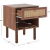 SAFAVIEH Home Collection Silvanna Walnut/Natural Rattan 1-Drawer 1-Shelf Nightstand