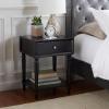 SAFAVIEH Home Collection Siobhan Vanilla Solid Wood 1-Drawer Nightstand Accent Table(Black)