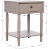 SAFAVIEH Home Collection Siobhan Vanilla Solid Wood 1-Drawer Nightstand Accent Table(Grey)