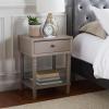 SAFAVIEH Home Collection Siobhan Vanilla Solid Wood 1-Drawer Nightstand Accent Table(Grey)