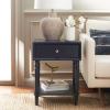 SAFAVIEH Home Collection Siobhan Vanilla Solid Wood 1-Drawer Nightstand Accent Table(Navy)