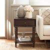 SAFAVIEH Home Collection Siobhan Vanilla Solid Wood 1-Drawer Nightstand Accent Table(Walnut)