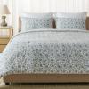SAFAVIEH Home Floral Reversible Comforter Set – 3 Piece, Queen/Full, 100% Cotton, 144TC, Blue Mist & Sage Green – Includes 1 Duvet Cover & 2 Shams (CMT2000A-Q)(Blue Mist/Sage Green)