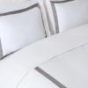 SAFAVIEH Home Hotel Collection Duvet Cover Set – 300TC 100% Cotton Percale, 3-Piece, Border Design, Desert Beige & White, King – Includes 1 Duvet Cover & 2 Pillow Shams (DVT1000A-K)(Grey/White)