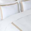 SAFAVIEH Home Hotel Collection Duvet Cover Set – 300TC 100% Cotton Percale, 3-Piece, Border Design, Desert Beige & White, King – Includes 1 Duvet Cover & 2 Pillow Shams (DVT1000A-K)(Desert Beige/White)