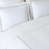 SAFAVIEH Home Hotel Collection Duvet Cover Set – 300TC 100% Cotton Percale, 3-Piece, Golden Taupe & White, Full/Queen – Includes 1 Duvet Cover & 2 Pillow Shams (DVT1001A-Q)(Blue Mist/White)