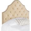 Safavieh Arebelle Taupe Linen Upholstered Tufted Headboard – Silver Nailhead (Queen)(Buckwheat)