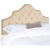 Safavieh Arebelle Taupe Linen Upholstered Tufted Headboard – Silver Nailhead (Queen)(Buckwheat)