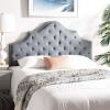 Safavieh Arebelle Taupe Linen Upholstered Tufted Headboard – Silver Nailhead (Queen)(Gray)