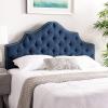 Safavieh Arebelle Taupe Linen Upholstered Tufted Headboard – Silver Nailhead (Queen)(Steel Blue)