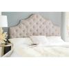 Safavieh Arebelle Taupe Linen Upholstered Tufted Headboard – Silver Nailhead (Queen)(Taupe)