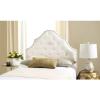 Safavieh Arebelle Taupe Linen Upholstered Tufted Headboard – Silver Nailhead (Queen)(White)