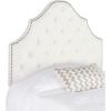 Safavieh Arebelle Taupe Linen Upholstered Tufted Headboard – Silver Nailhead (Queen)(White)