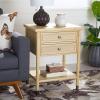 Safavieh Home Collection Ahab White/Gold 2-Drawer 1-Shelf Accent Table (Fully Assembled) ACC6606B(Light Blonde/Gold)
