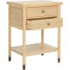 Safavieh Home Collection Ahab White/Gold 2-Drawer 1-Shelf Accent Table (Fully Assembled) ACC6606B(Light Blonde/Gold)