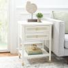 Safavieh Home Collection Ahab White/Gold 2-Drawer 1-Shelf Accent Table (Fully Assembled) ACC6606B(White/Gold)