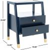Safavieh Home Collection Cove White/Gold 2-Drawer 1-Shelf Accent Table (Fully Assembled) ACC6602B(Navy/Gold)