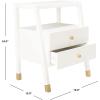 Safavieh Home Collection Cove White/Gold 2-Drawer 1-Shelf Accent Table (Fully Assembled) ACC6602B(White/Gold)