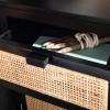 Safavieh Home Collection Dave Black and Natural Rattan 1-Drawer 1-Door Nightstand(Black / Natural)