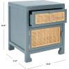 Safavieh Home Collection Dave Black and Natural Rattan 1-Drawer 1-Door Nightstand(Blue Grey / Natural)