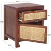 Safavieh Home Collection Dave Black and Natural Rattan 1-Drawer 1-Door Nightstand(Dark Natural/Natural)