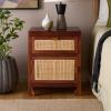 Safavieh Home Collection Dave Black and Natural Rattan 1-Drawer 1-Door Nightstand(Dark Natural/Natural)