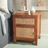 Safavieh Home Collection Dave Black and Natural Rattan 1-Drawer 1-Door Nightstand(Natural)