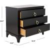 Safavieh Home Collection Hannon 3 Drawer Contemporary Nightstand(Black / Brass)