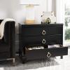 Safavieh Home Collection Hannon 3 Drawer Contemporary Nightstand(Black / Brass)