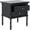 Safavieh Home Collection Mina Modern Coastal 2 Drawer 25″ Bamboo Nightstand, White(Navy/Gold)