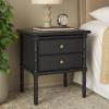 Safavieh Home Collection Mina Modern Coastal 2 Drawer 25″ Bamboo Nightstand, White(Navy/Gold)
