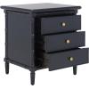 Safavieh Home Collection Mina Modern Coastal 3 Drawer 25″ Bamboo Nightstand, Navy(Navy/Gold)