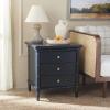 Safavieh Home Collection Mina Modern Coastal 3 Drawer 25″ Bamboo Nightstand, Navy(Navy/Gold)
