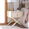 Safavieh Home Collection Odilia Turquoise and Gold 1-Drawer Nightstand, 16″D x 19″W x 22″H(Antique / White)