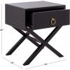 Safavieh Home Collection Odilia Turquoise and Gold 1-Drawer Nightstand, 16″D x 19″W x 22″H(Black)