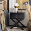 Safavieh Home Collection Odilia Turquoise and Gold 1-Drawer Nightstand, 16″D x 19″W x 22″H(Black)