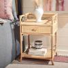 Safavieh Home Collection Rumi White and Natural Rattan 1-Drawer 1-Shelf Nightstand(Natural)
