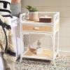 Safavieh Home Collection Rumi White and Natural Rattan 1-Drawer 1-Shelf Nightstand(White / Natural)